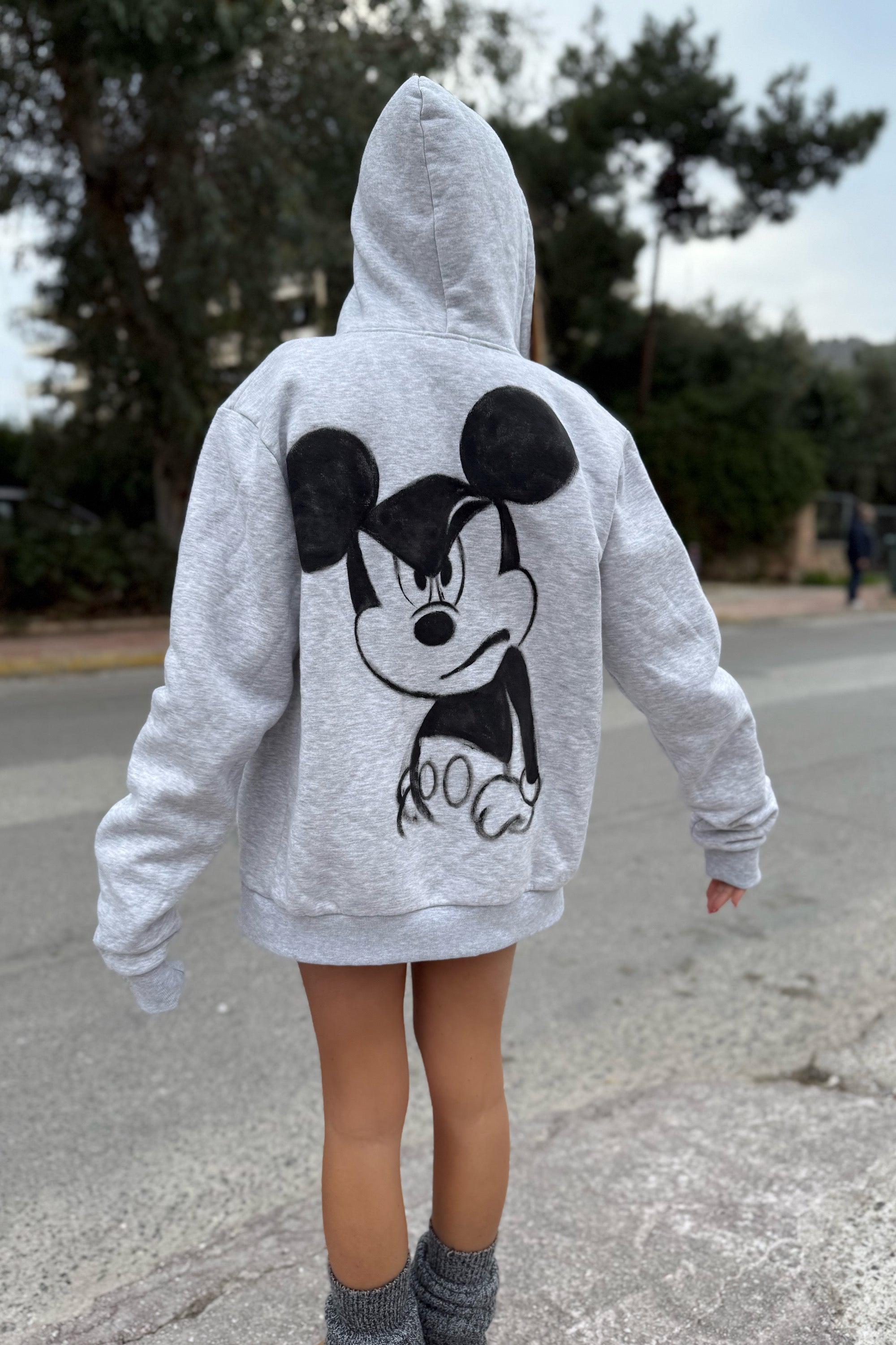 ANGRY MICKEY HAND PAINTED ZIP HOODIE